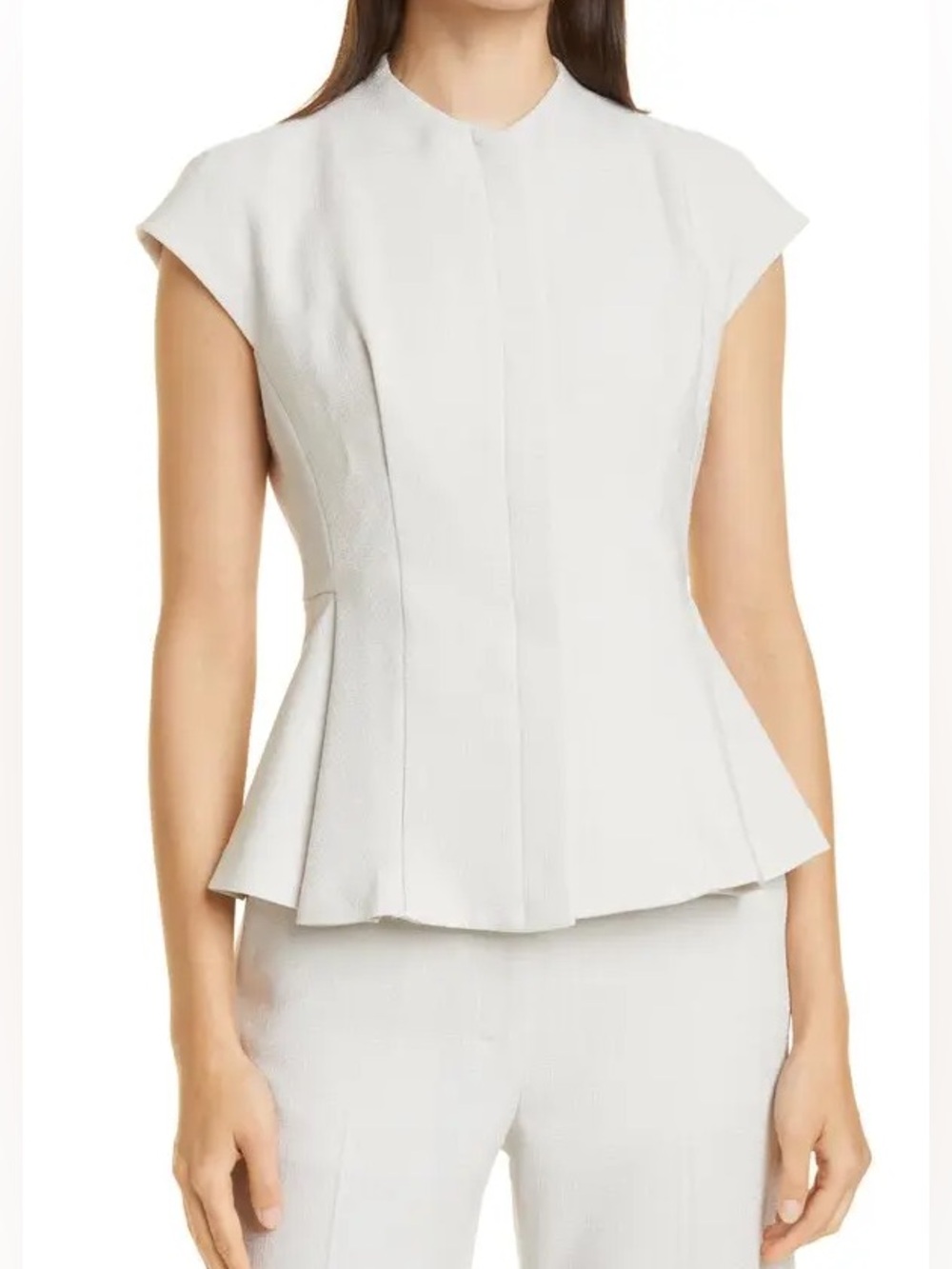 M.M. LAFLEUR ‘The Lulu Top’ Textured Suiting Versatile Piece